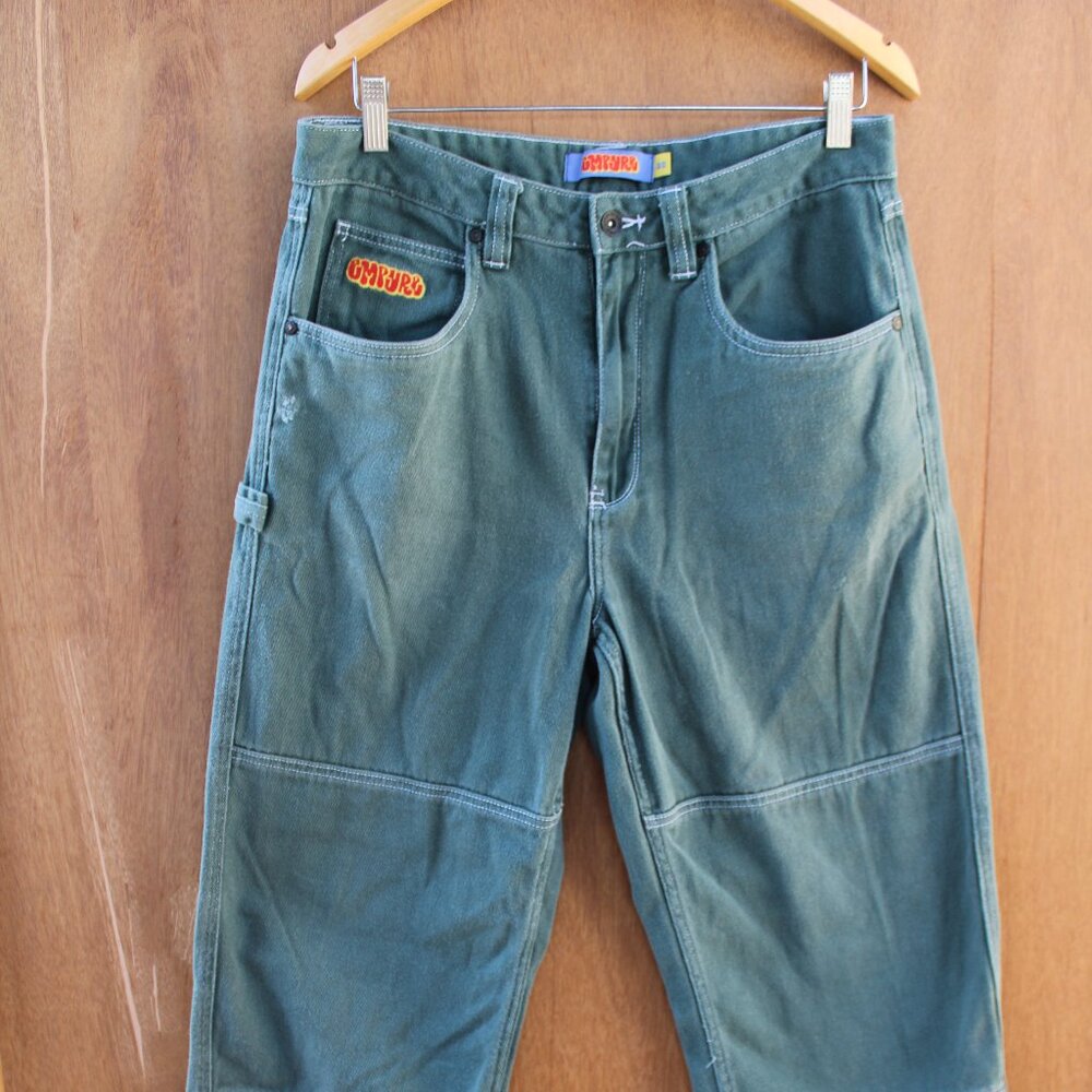 GMPYRE Workwear Carpenter Pants Men’s 32 Green Utility Jeans Retro Streetwear